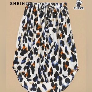 SHEIN Curve Abstract Leopard Print Skirt • Plus Size 2XL